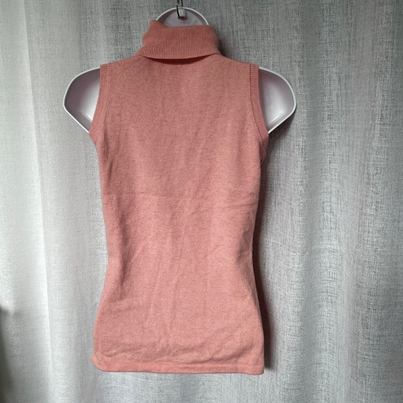 BYPAC SweaterTurtleneck Sleeveless Baby Pink 100% Cashmere Size S - Picture 6 of 7